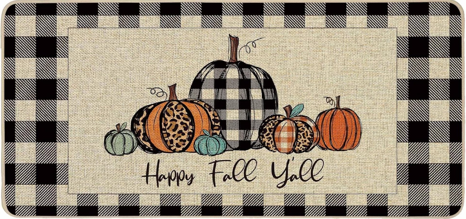 Happy Fall Y’all Doormat Fall Low Profile Front Mat Buffalo Check Plaid Pumpkin Door Mats Entrance Non Slip Autumn Rugs Kitchen Floor for Home Patio Indoor Outdoor Decor, Black 17×36 Inch Happy Fall Y’all Doormat Fall Low Profile Front Mat Buffalo Check Plaid Pumpkin Door Mats Entrance Non Slip Autumn Rugs Kitchen Floor for Home Patio Indoor Outdoor Decor, Black 17×36 Inch