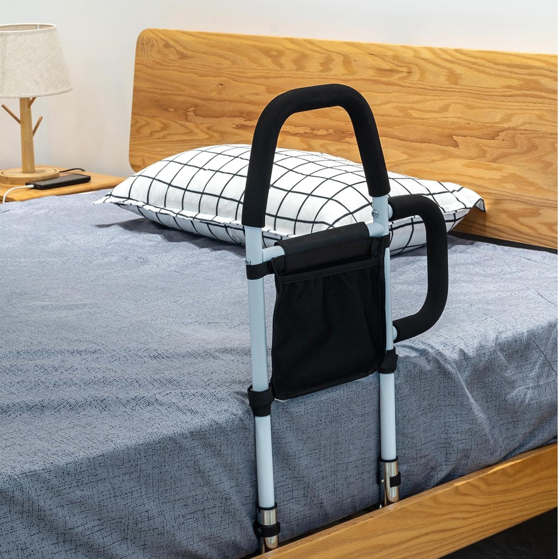 Bed Rails for Elderly Adults – Bed Assist Rail with Dual Grab Handles for Easily Getting in & Out of Bed, Bed Rail with Storage Pocket, fits King, Queen, Full, Twin, 300lbs Bed Rails for Elderly Adults – Bed Assist Rail with Dual Grab Handles for Easily Getting in & Out of Bed, Bed Rail with Storage Pocket, fits King, Queen, Full, Twin, 300lbs