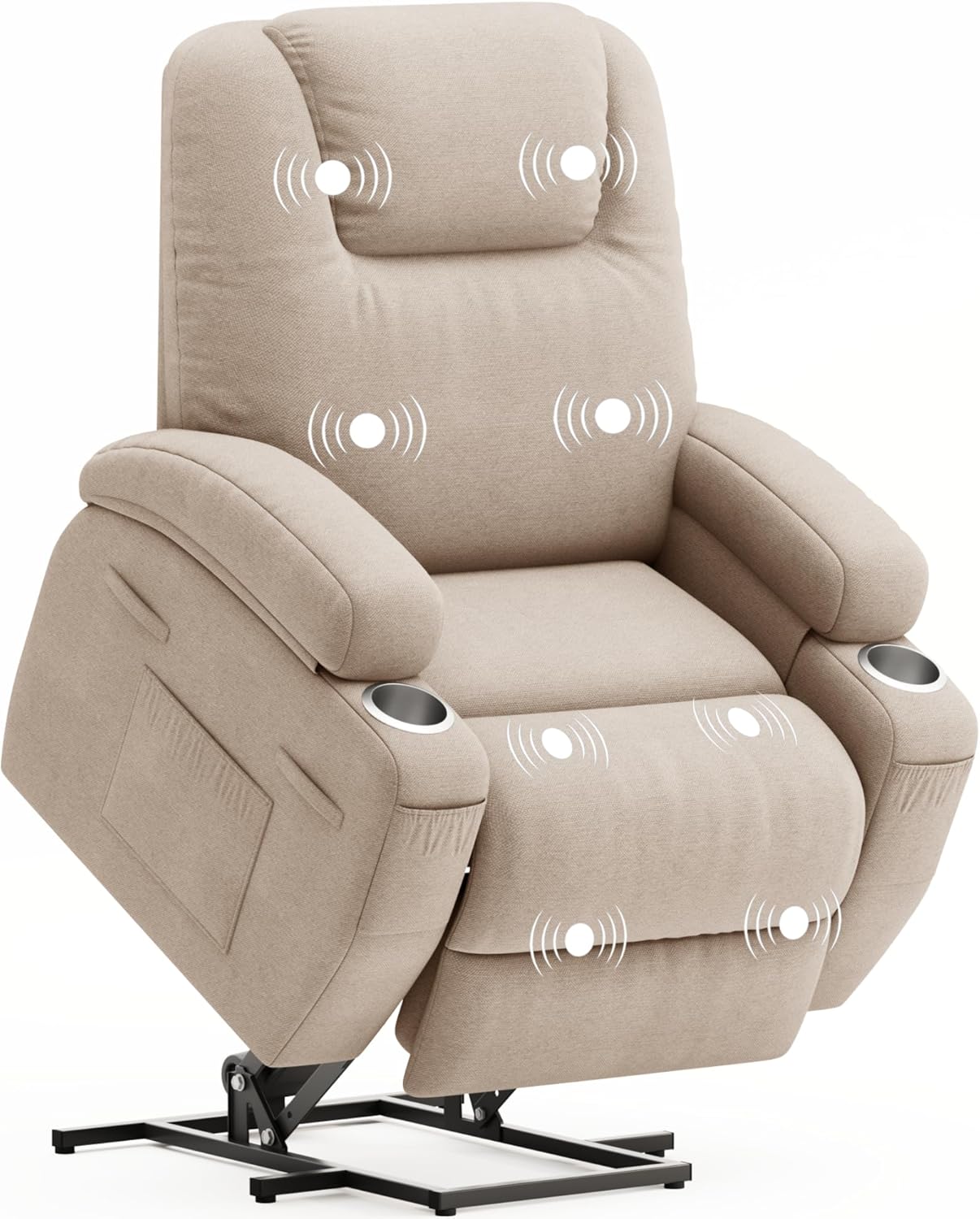 Flamaker Power Lift Recliner Chair with Massage Ergonomic Recliner Chair for Elderly People, Single Sofa with Cup Holders, Side Pockets (Beige) Flamaker Power Lift Recliner Chair with Massage Ergonomic Recliner Chair for Elderly People, Single Sofa with Cup Holders, Side Pockets (Beige)