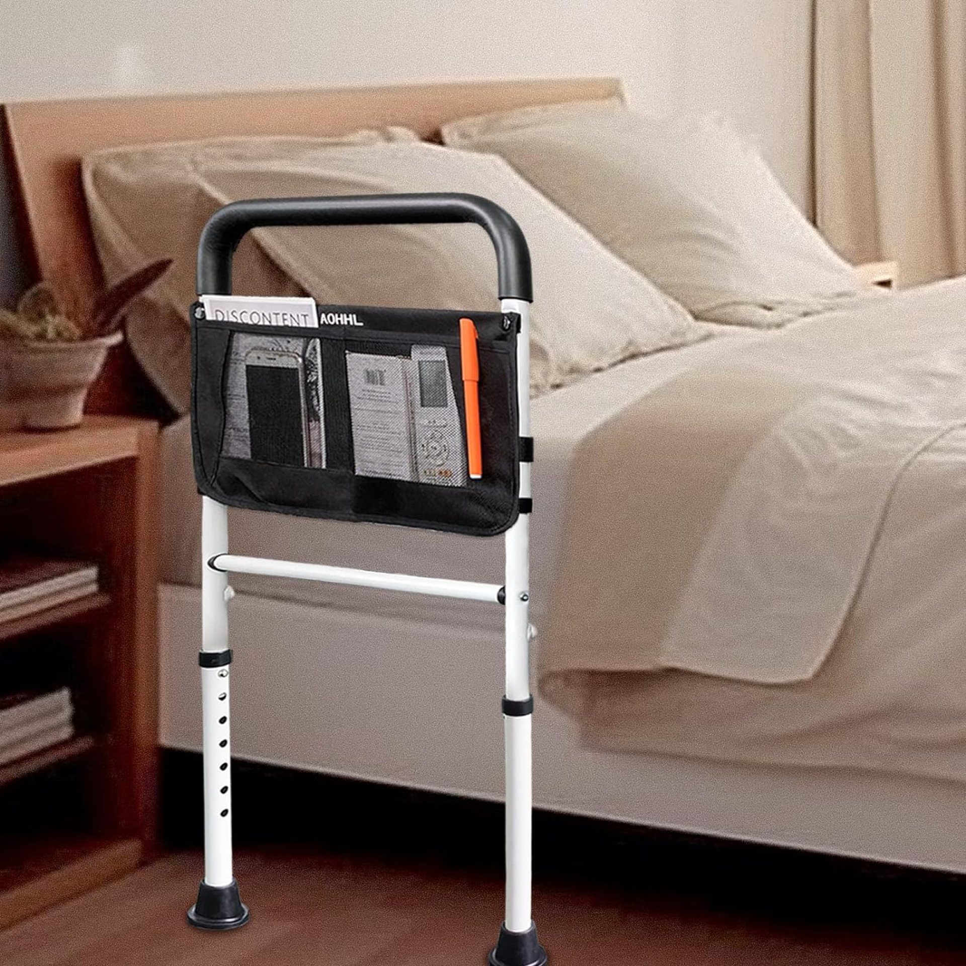 Bed Rails for Elderly Adults Safety with Adjustable Heights Storage Pocket Assist Support Side Railings for Seniors Citizens Slides Under Mattressbed Cane Medical Bed Guard Bed Handles Bars (White) Bed Rails for Elderly Adults Safety with Adjustable Heights Storage Pocket Assist Support Side Railings for Seniors Citizens Slides Under Mattressbed Cane Medical Bed Guard Bed Handles Bars (White)