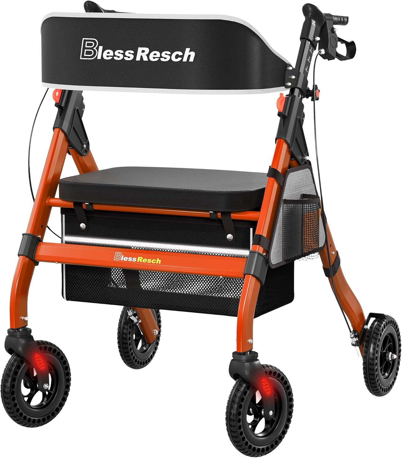 Foldable Rollator Walkers with Seat for Seniors, 450 lb Capacity, 8” Wheels, 18″ Big Seat, 6-Position Adjustable Height, Heavy-Duty Aluminum Rolling Walker (Red) Foldable Rollator Walkers with Seat for Seniors, 450 lb Capacity, 8” Wheels, 18″ Big Seat, 6-Position Adjustable Height, Heavy-Duty Aluminum Rolling Walker (Red)