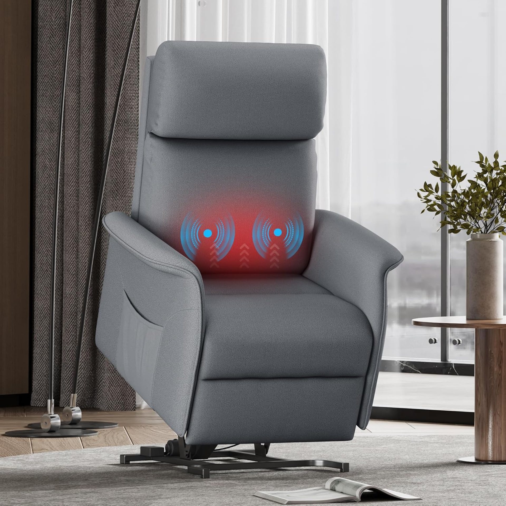 Large Power Lift Recliner Chair with Massage and Heat for Elderly, Electric Recliner Chairs for Adults with Large Seat, Side Pocket, Remote Control, Infinite Position, Fabric, Dark Grey Large Power Lift Recliner Chair with Massage and Heat for Elderly, Electric Recliner Chairs for Adults with Large Seat, Side Pocket, Remote Control, Infinite Position, Fabric, Dark Grey