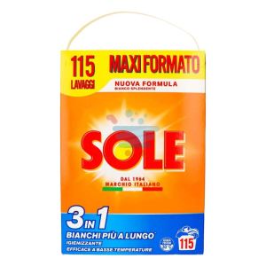 sole fustone detersivo polvere 3 in 1 in maxi formato da 115 misurini sole fustone detersivo polvere 3 in 1 in maxi formato da 115 misurini
