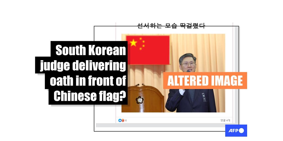 Posts target South Korean judge with doctored Chinese flag picture Posts target South Korean judge with doctored Chinese flag picture