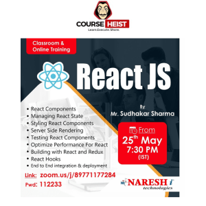 GDL React js course sudhakar sharam naresh it