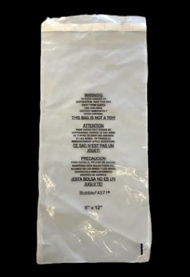 Bubblefast! Brand 6 x 12 1.5 mil Self-Seal Suffocation Warning Bags, Made in the U.S.A., Pack of 500 Bubblefast! Brand 6 x 12 1.5 mil Self-Seal Suffocation Warning Bags, Made in the U.S.A., Pack of 500