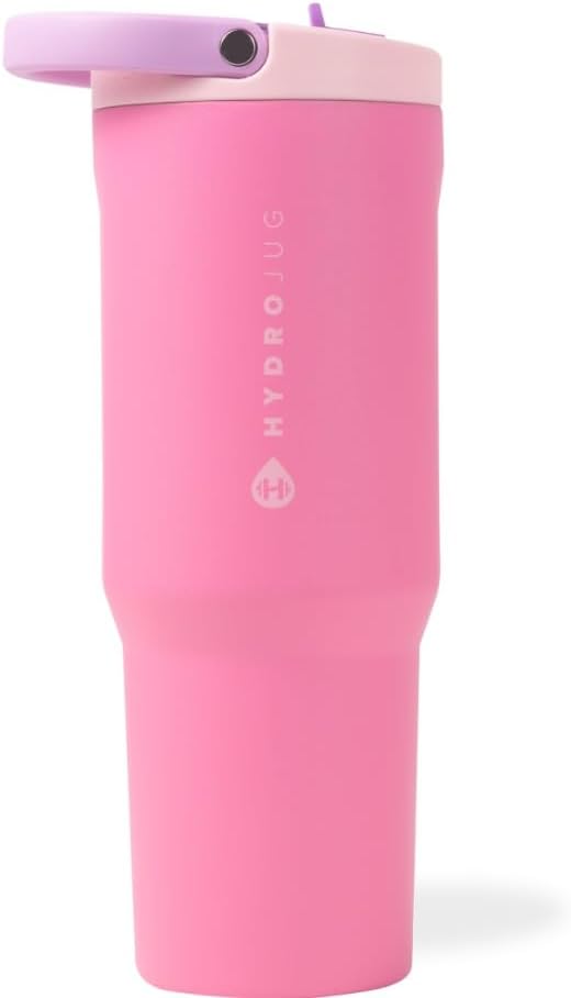 HydroJug Sport – Stainless Steel Tumbler with Straw, Vacuum Insulated, 32oz Leakproof Water Bottle, Ergonomic Design, Reusable, Dishwasher Safe, Rubber Base, Durable for Gym or Outdoors, Pink Sugar HydroJug Sport – Stainless Steel Tumbler with Straw, Vacuum Insulated, 32oz Leakproof Water Bottle, Ergonomic Design, Reusable, Dishwasher Safe, Rubber Base, Durable for Gym or Outdoors, Pink Sugar