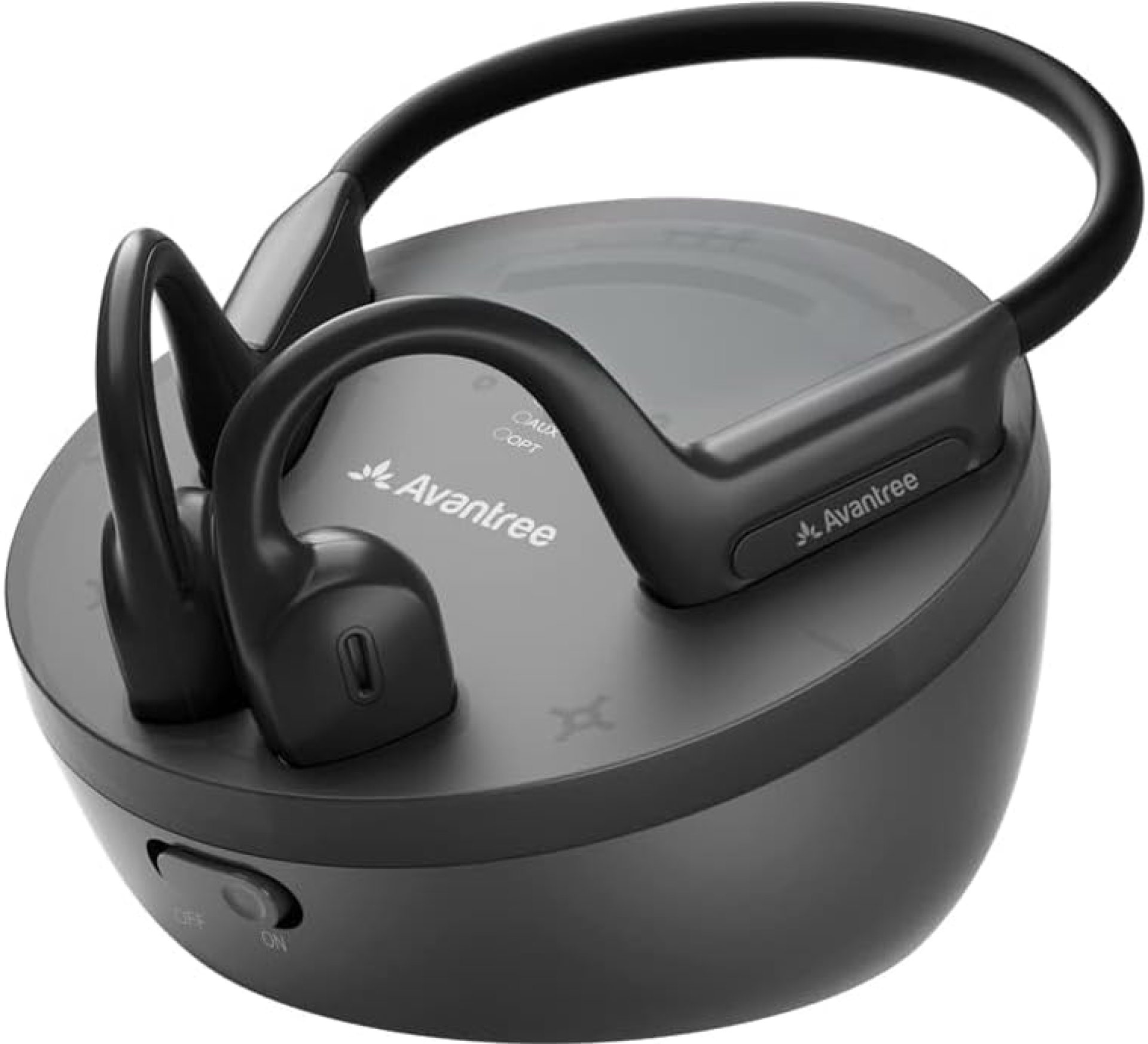 Avantree Medley Air – Wireless Earbuds for TV Listening with Clear Dialogue, Open-Ear Design for Surrounding Awareness, Bluetooth Transmitter & Headphones Charging Dock 2 in 1, Soundbar Passthrough Avantree Medley Air – Wireless Earbuds for TV Listening with Clear Dialogue, Open-Ear Design for Surrounding Awareness, Bluetooth Transmitter & Headphones Charging Dock 2 in 1, Soundbar Passthrough