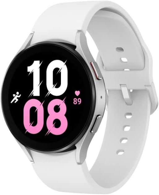 SAMSUNG Galaxy Watch 5 44mm Bluetooth Smartwatch w/ Body, Health, Fitness and Sleep Tracker, Improved Battery, Sapphire Crystal Glass, Enhanced GPS Tracking, US Version, Silver Bezel w/ White Band SAMSUNG Galaxy Watch 5 44mm Bluetooth Smartwatch w/ Body, Health, Fitness and Sleep Tracker, Improved Battery, Sapphire Crystal Glass, Enhanced GPS Tracking, US Version, Silver Bezel w/ White Band