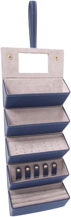 Brouk & Co Leah 5 Eyewear & Jewelry Case – Pebbled Vegan Leather, Foldable Case, Snap Closure, Hanging Loop, Interior Mirror, 5 Compartments: Sunglasses and Jewelry (Navy) Brouk & Co Leah 5 Eyewear & Jewelry Case – Pebbled Vegan Leather, Foldable Case, Snap Closure, Hanging Loop, Interior Mirror, 5 Compartments: Sunglasses and Jewelry (Navy)