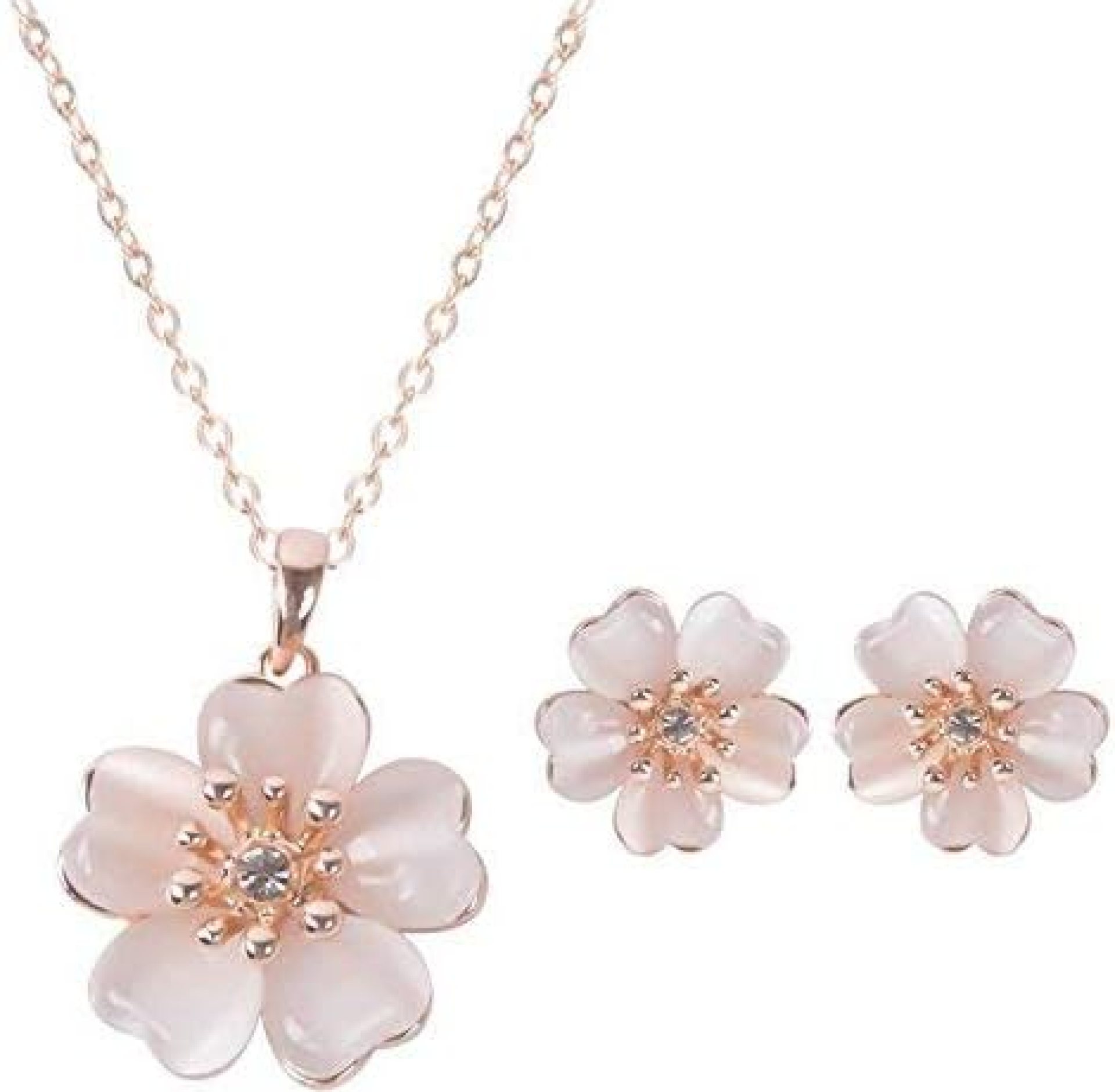Small Fresh Flower Necklace+Earrings Set Jewelry Earrings For Women Stylish Fashion Book Small Fresh Flower Necklace+Earrings Set Jewelry Earrings For Women Stylish Fashion Book