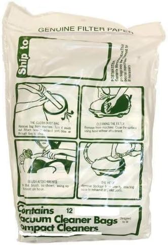 DVC Replacement for Compact 409650 Paper Bag | Vacuum Cleaner Bag | Microfiltration with Closure | Replacement Parts to Keep Clean and Breathe Easy | Made in the USA | 12 Pack DVC Replacement for Compact 409650 Paper Bag | Vacuum Cleaner Bag | Microfiltration with Closure | Replacement Parts to Keep Clean and Breathe Easy | Made in the USA | 12 Pack