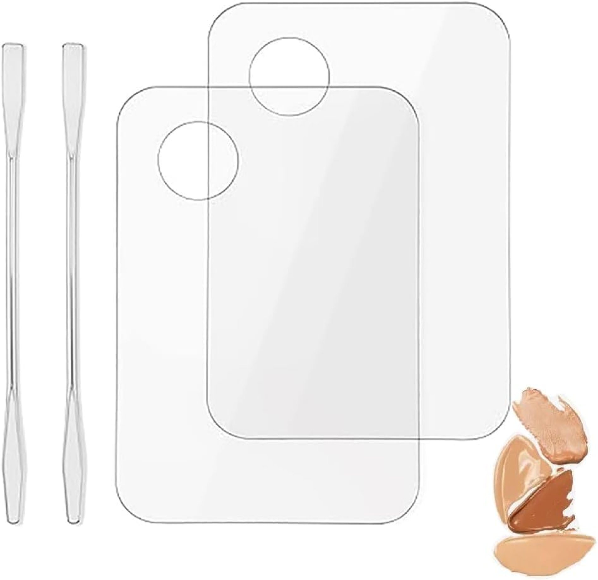 2pcs Acrylic Makeup Palette, Cosmetic Makeup Mixing Tray with 2pcs Spatula Tool, Foundation Makeup Palette for Nail Art Eye Shadow Pigment Blending (Rectangle) 2pcs Acrylic Makeup Palette, Cosmetic Makeup Mixing Tray with 2pcs Spatula Tool, Foundation Makeup Palette for Nail Art Eye Shadow Pigment Blending (Rectangle)