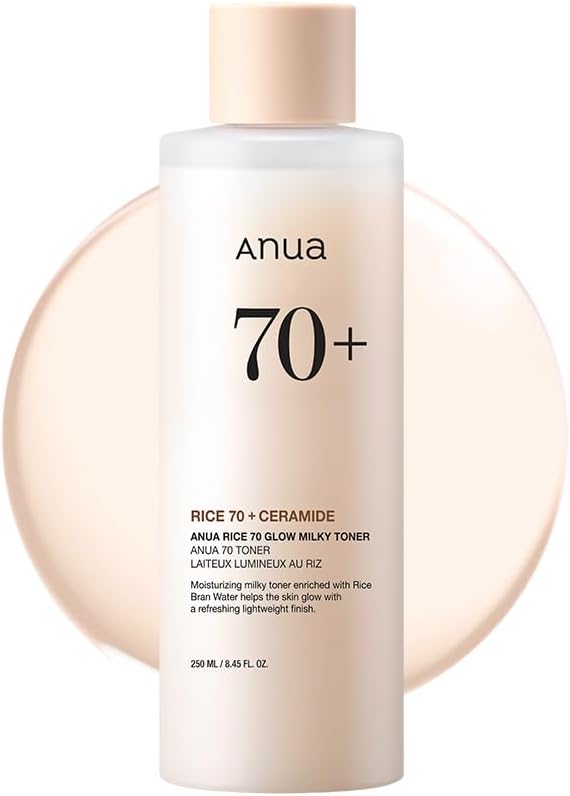 ANUA Rice 70 Glow Milky Toner, for Glass Skin, Rice Water, Niacinamide, Ceramides, Panthenol, Fragrance-Free, Non comedogenic, Fungal Acne Safe, Korean Skin Care, 250ml/8.45fl.oz. ANUA Rice 70 Glow Milky Toner, for Glass Skin, Rice Water, Niacinamide, Ceramides, Panthenol, Fragrance-Free, Non comedogenic, Fungal Acne Safe, Korean Skin Care, 250ml/8.45fl.oz.