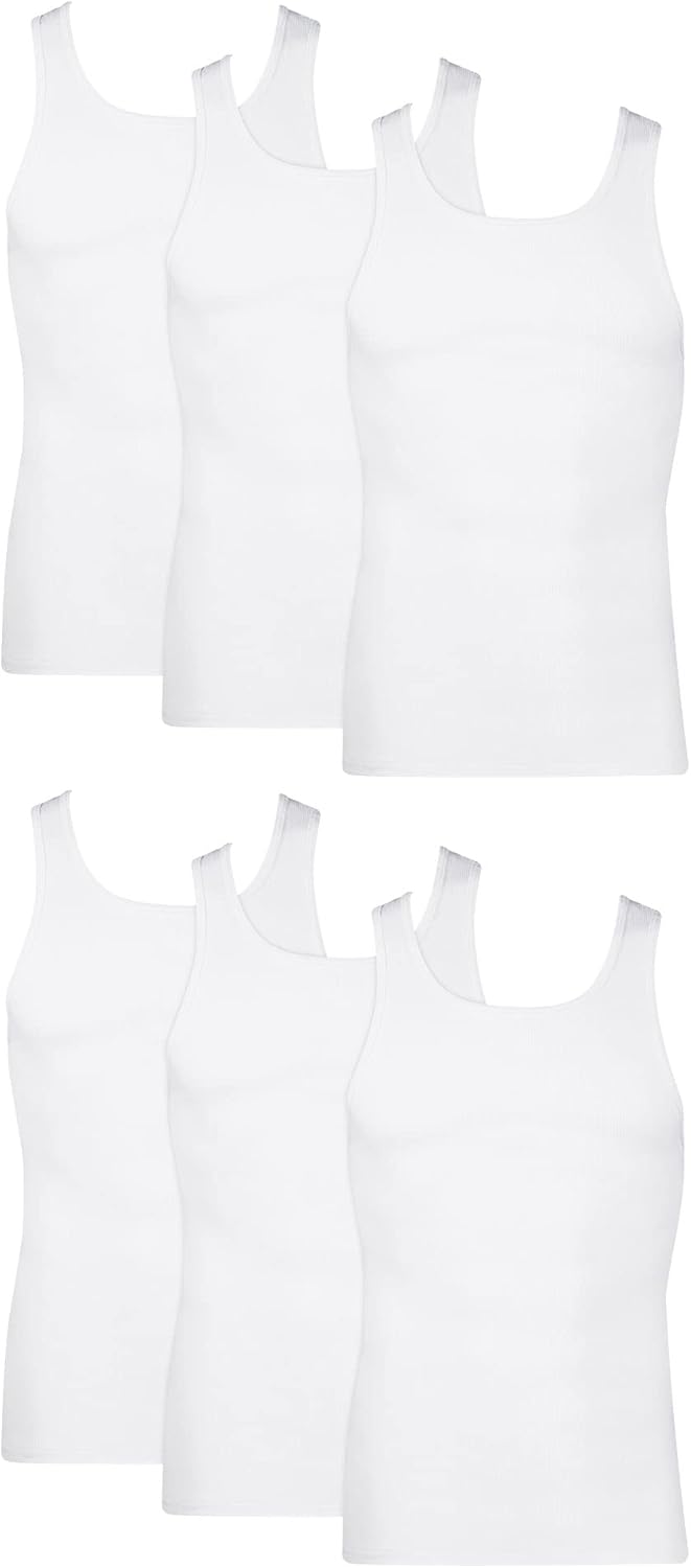 Hanes Men’s Lightweight Cotton Moisture-Wicking Tank Undershirts (6 Pack) Hanes Men’s Lightweight Cotton Moisture-Wicking Tank Undershirts (6 Pack)