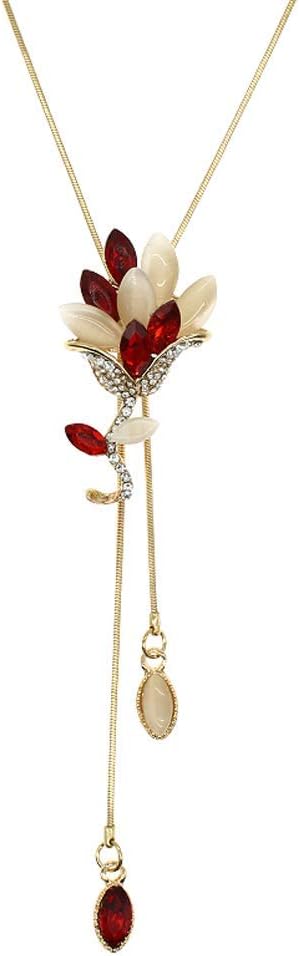 HSQYJ White Crystal Pendant Necklace Long Sweater Necklace Fashion Jewelry for Women HSQYJ White Crystal Pendant Necklace Long Sweater Necklace Fashion Jewelry for Women
