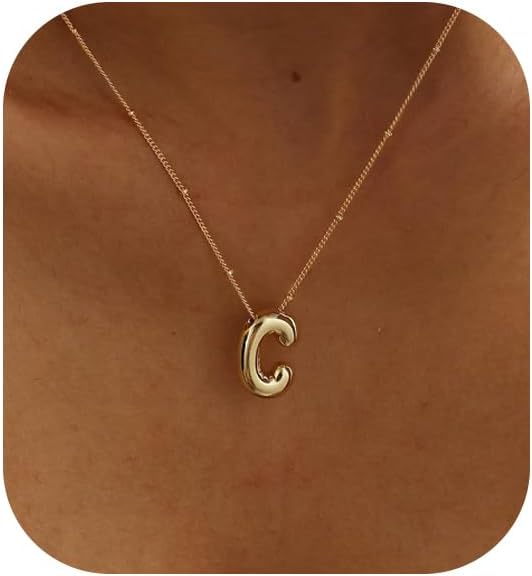 Gold Bubble Letter Necklace for Women, 14k Gold Plated Balloon Initial Letter Pendant Necklace Dainty Charm Initial Necklaces for Women Trendy Chunky Custom Name Necklace Gold Jewelry for Women Gold Bubble Letter Necklace for Women, 14k Gold Plated Balloon Initial Letter Pendant Necklace Dainty Charm Initial Necklaces for Women Trendy Chunky Custom Name Necklace Gold Jewelry for Women