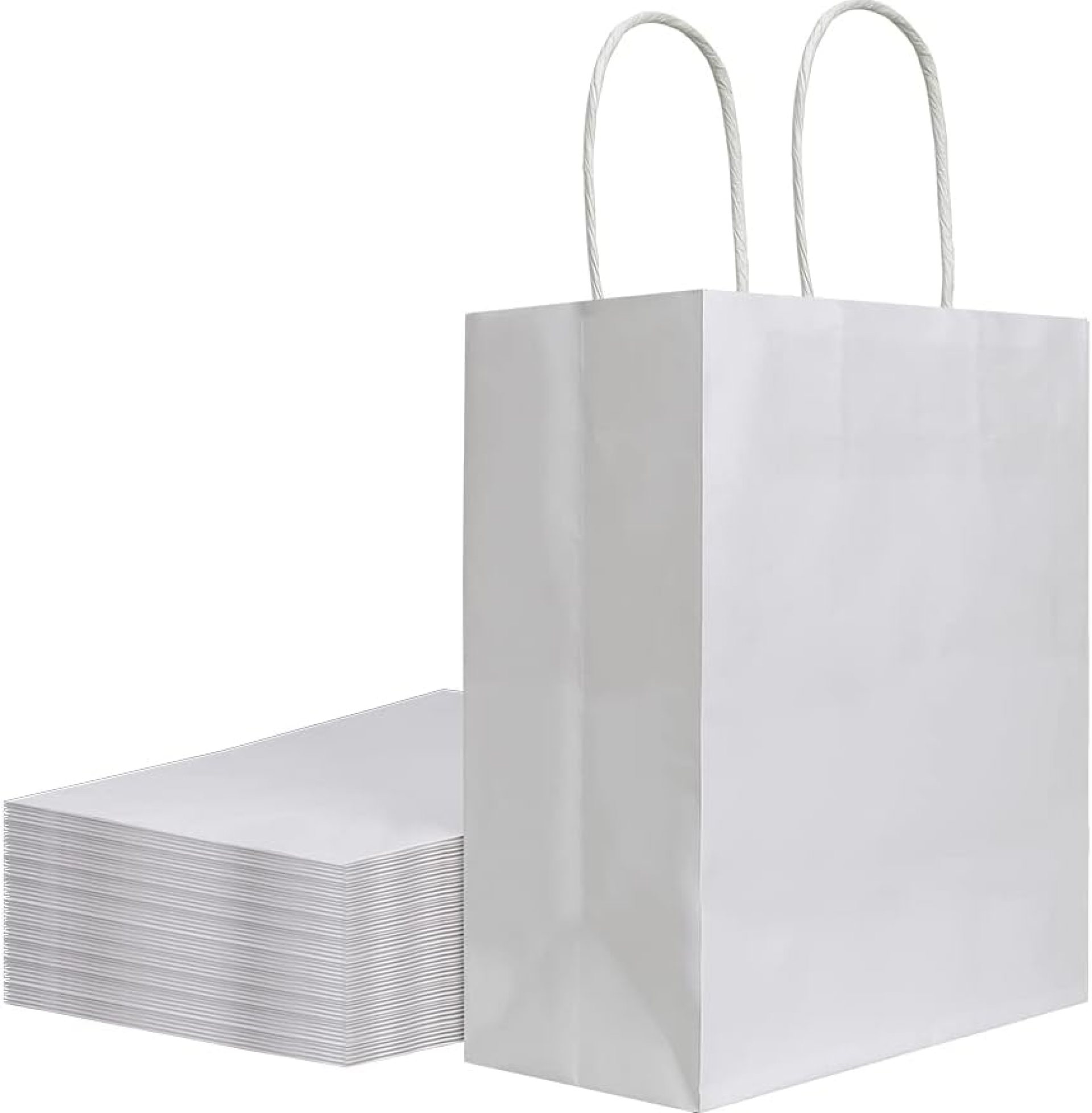 bagmad 50 Pack 8×4.75×10 inch Medium White Kraft Paper Bags with Handles Bulk, Gift Bags, Craft Grocery Shopping Retail Birthday Party Favors Wedding Sacks Restaurant Takeout, Business (50Pcs) bagmad 50 Pack 8×4.75×10 inch Medium White Kraft Paper Bags with Handles Bulk, Gift Bags, Craft Grocery Shopping Retail Birthday Party Favors Wedding Sacks Restaurant Takeout, Business (50Pcs)