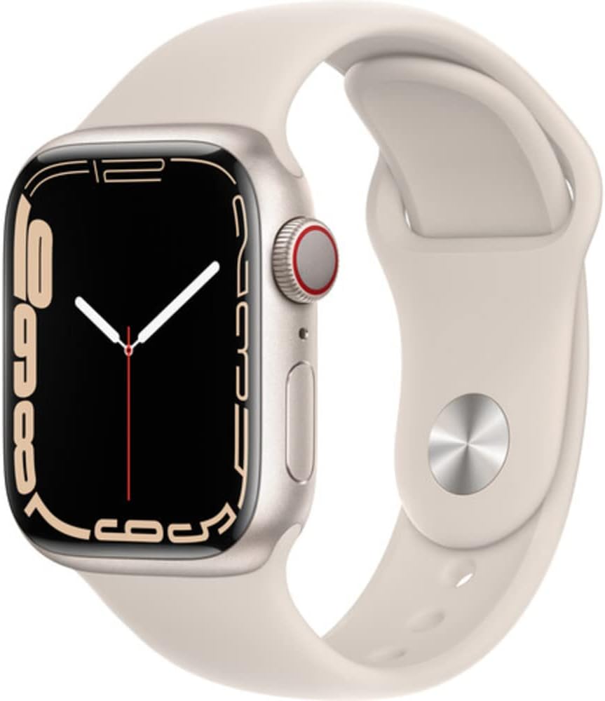 Apple Watch Series 7 (GPS + Cellular, 41mm) Starlight Aluminum Case with Starlight Sport Band, Regular (Renewed) Apple Watch Series 7 (GPS + Cellular, 41mm) Starlight Aluminum Case with Starlight Sport Band, Regular (Renewed)
