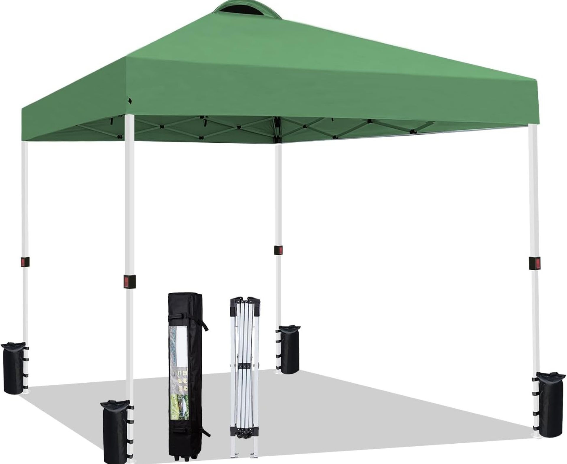 10×10 Heavy Duty Pop up Commercial Canopy Tent Instant Sun Shelter with Roller Bag, Bonus 8 Stakes and 4 Ropes, Green 10×10 Heavy Duty Pop up Commercial Canopy Tent Instant Sun Shelter with Roller Bag, Bonus 8 Stakes and 4 Ropes, Green