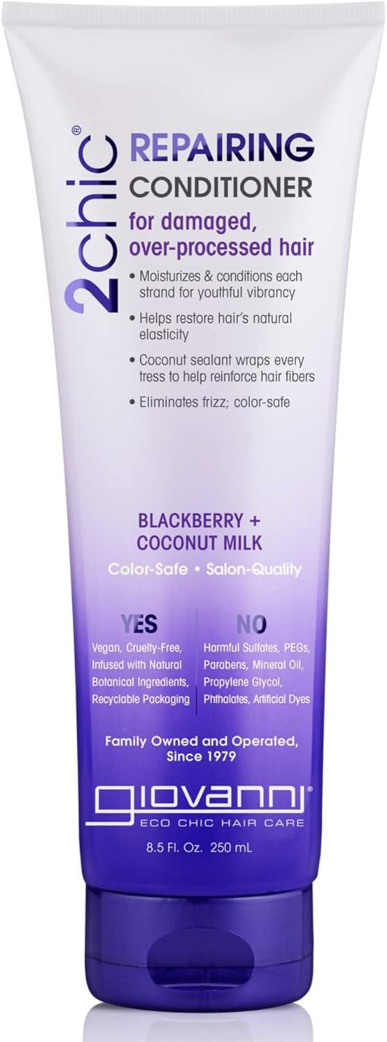 GIOVANNI 2chic Ultra-Repairing Conditioner – For Damaged, Over-Processed Hair, Helps Restore Hair’s Natural Elasticity, Blackberry & Coconut Milk, Argan, Keratin, Shea Butter – 8.25 oz. Each GIOVANNI 2chic Ultra-Repairing Conditioner – For Damaged, Over-Processed Hair, Helps Restore Hair’s Natural Elasticity, Blackberry & Coconut Milk, Argan, Keratin, Shea Butter – 8.25 oz. Each