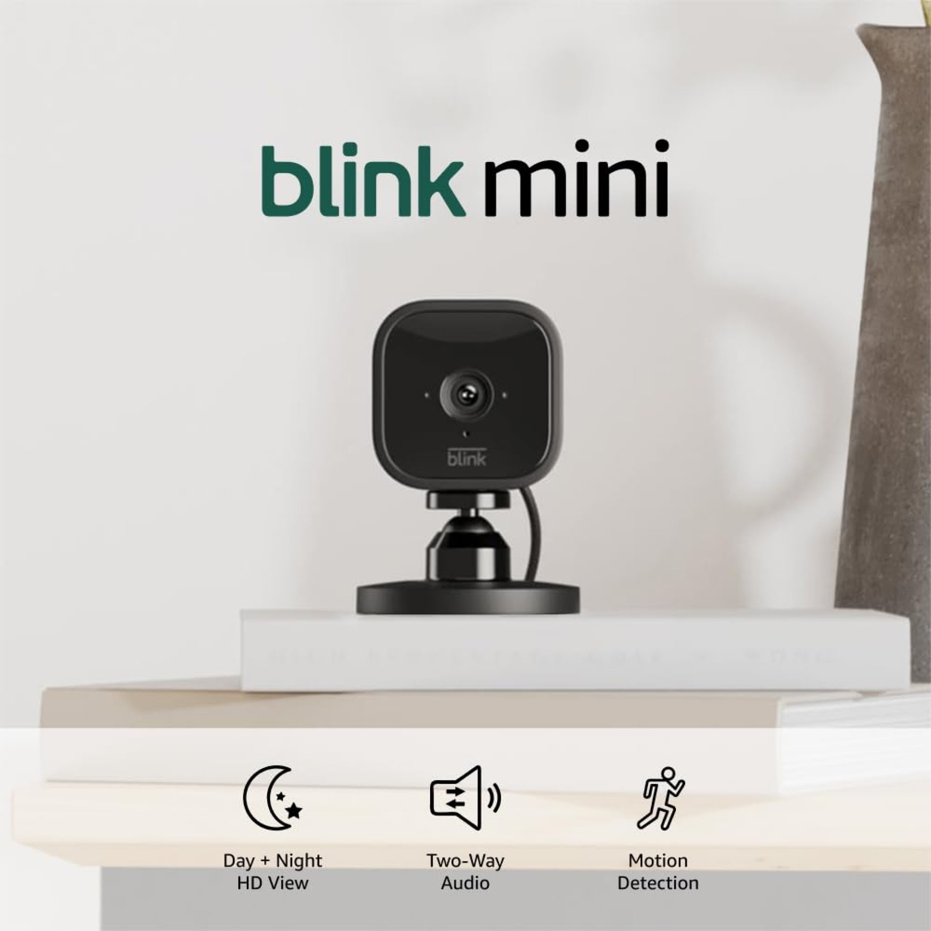 Blink Mini – Compact indoor plug-in smart security camera, 1080p HD video, night vision, motion detection, two-way audio, easy set up, Works with Alexa – 2 cameras (Black) Blink Mini – Compact indoor plug-in smart security camera, 1080p HD video, night vision, motion detection, two-way audio, easy set up, Works with Alexa – 2 cameras (Black)