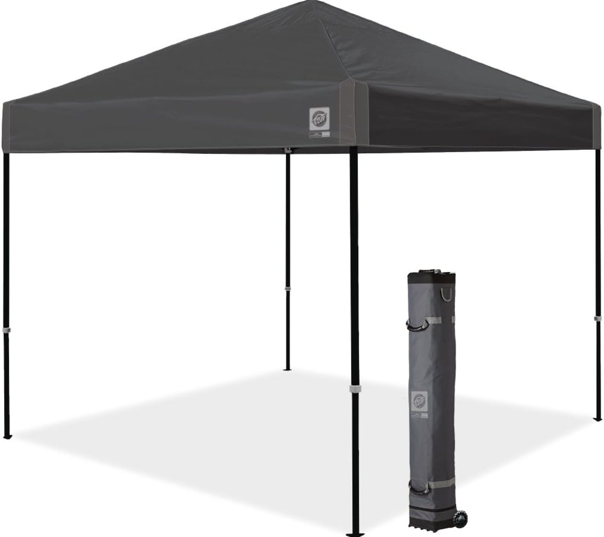 E-Z UP Ambassador Instant Pop Up Canopy Tent, 10′ x 10′, Roller Bag and 4 Piece Spike Set, Steel Gray E-Z UP Ambassador Instant Pop Up Canopy Tent, 10′ x 10′, Roller Bag and 4 Piece Spike Set, Steel Gray