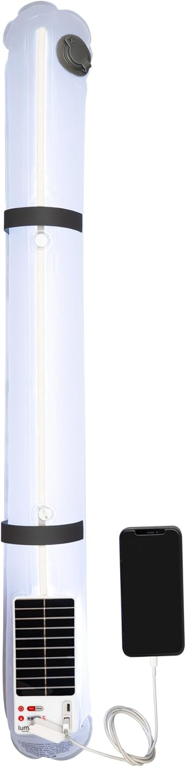 LuminAID Solar Beam with Phone Charger – Shatterproof & Waterproof Inflatable Tube Lantern with 300 Lumens of Bright LED – Perfect for Camping, Backpacking, Hiking, Emergency LuminAID Solar Beam with Phone Charger – Shatterproof & Waterproof Inflatable Tube Lantern with 300 Lumens of Bright LED – Perfect for Camping, Backpacking, Hiking, Emergency