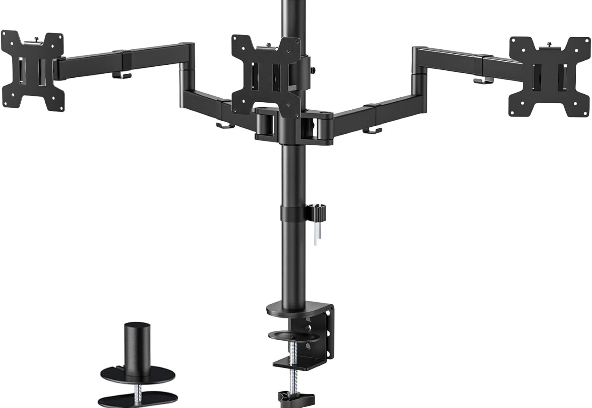 WALI Triple Monitor Mount, Three Monitor Desk Mount Fits 13-27in Screens,Holds up to 22lbs, Multiple Monitor Stand with Tilt, Swivel, Rotation, VESA 75×75,100x100mm(M003S), Black WALI Triple Monitor Mount, Three Monitor Desk Mount Fits 13-27in Screens,Holds up to 22lbs, Multiple Monitor Stand with Tilt, Swivel, Rotation, VESA 75×75,100x100mm(M003S), Black