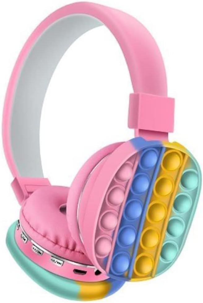 Acuvar Wireless or Wired Bluetooth 5.2 Rechargeable Over The Ear Headphones with Silicone Fidget Pop Bubbles Microphone, Powerful Surround Stereo Bass and Passive Noise Cancelling (Pink) Acuvar Wireless or Wired Bluetooth 5.2 Rechargeable Over The Ear Headphones with Silicone Fidget Pop Bubbles Microphone, Powerful Surround Stereo Bass and Passive Noise Cancelling (Pink)