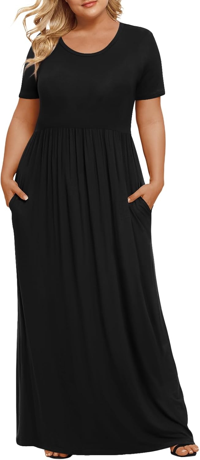 LONGYUAN Women’s Plus Size Maxi Dresses for Curvy Women Summer Short Sleeve Casual 2025 Long Dress XL-6XL LONGYUAN Women’s Plus Size Maxi Dresses for Curvy Women Summer Short Sleeve Casual 2025 Long Dress XL-6XL