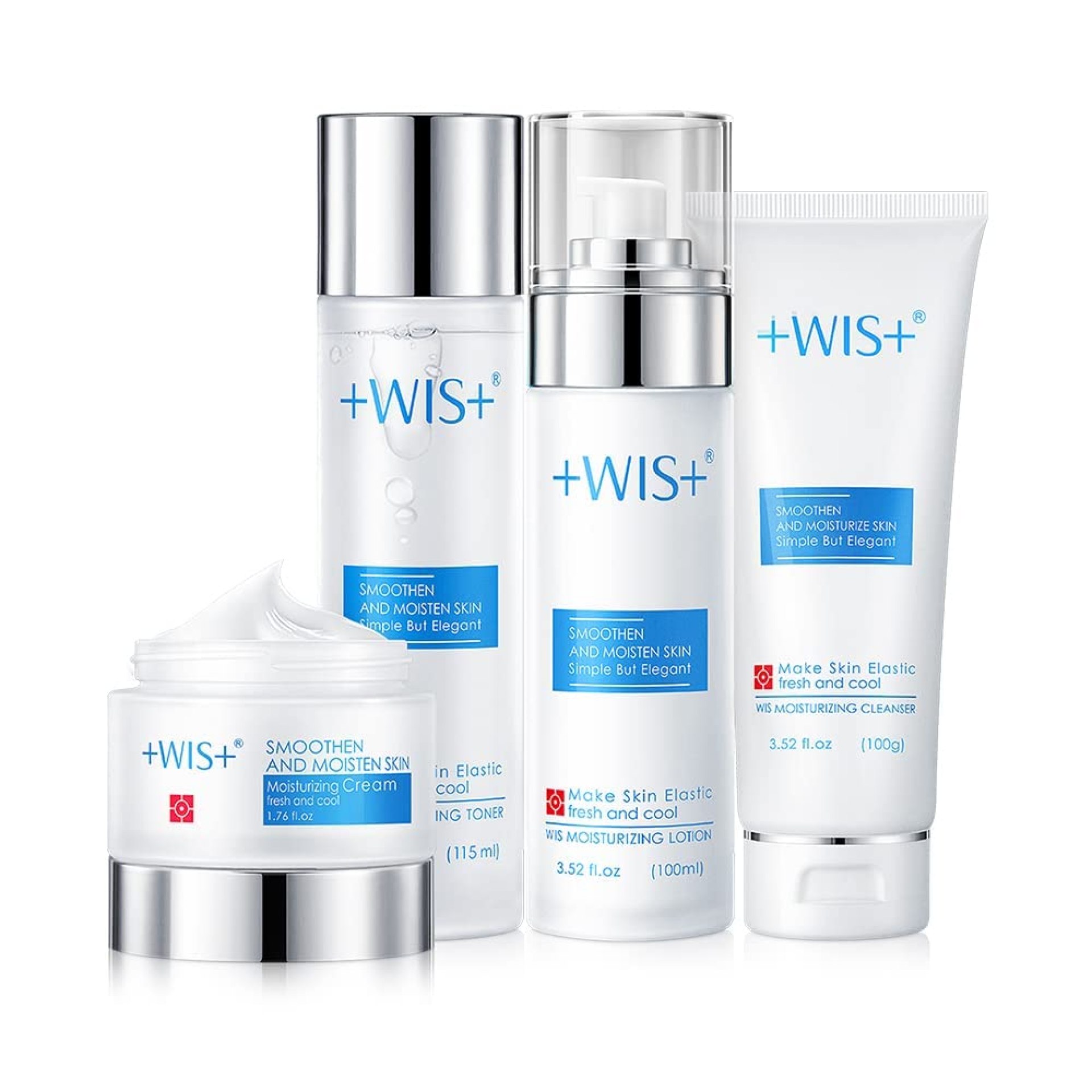 +WIS+ Moisturizing 4-Piece Skin Care Set – with Facial Cleanser, Toner, Lotion, Cream for for Cleansing, Hydration, Repair and Anti Aging +WIS+ Moisturizing 4-Piece Skin Care Set – with Facial Cleanser, Toner, Lotion, Cream for for Cleansing, Hydration, Repair and Anti Aging