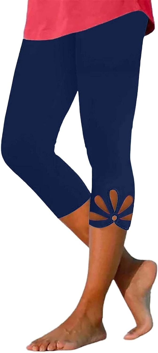 Capri Leggings for Women Summer Cropped High Waisted Knee Length Yoga Pants Comfy Stretchy Workout Compression Pants Capri Leggings for Women Summer Cropped High Waisted Knee Length Yoga Pants Comfy Stretchy Workout Compression Pants