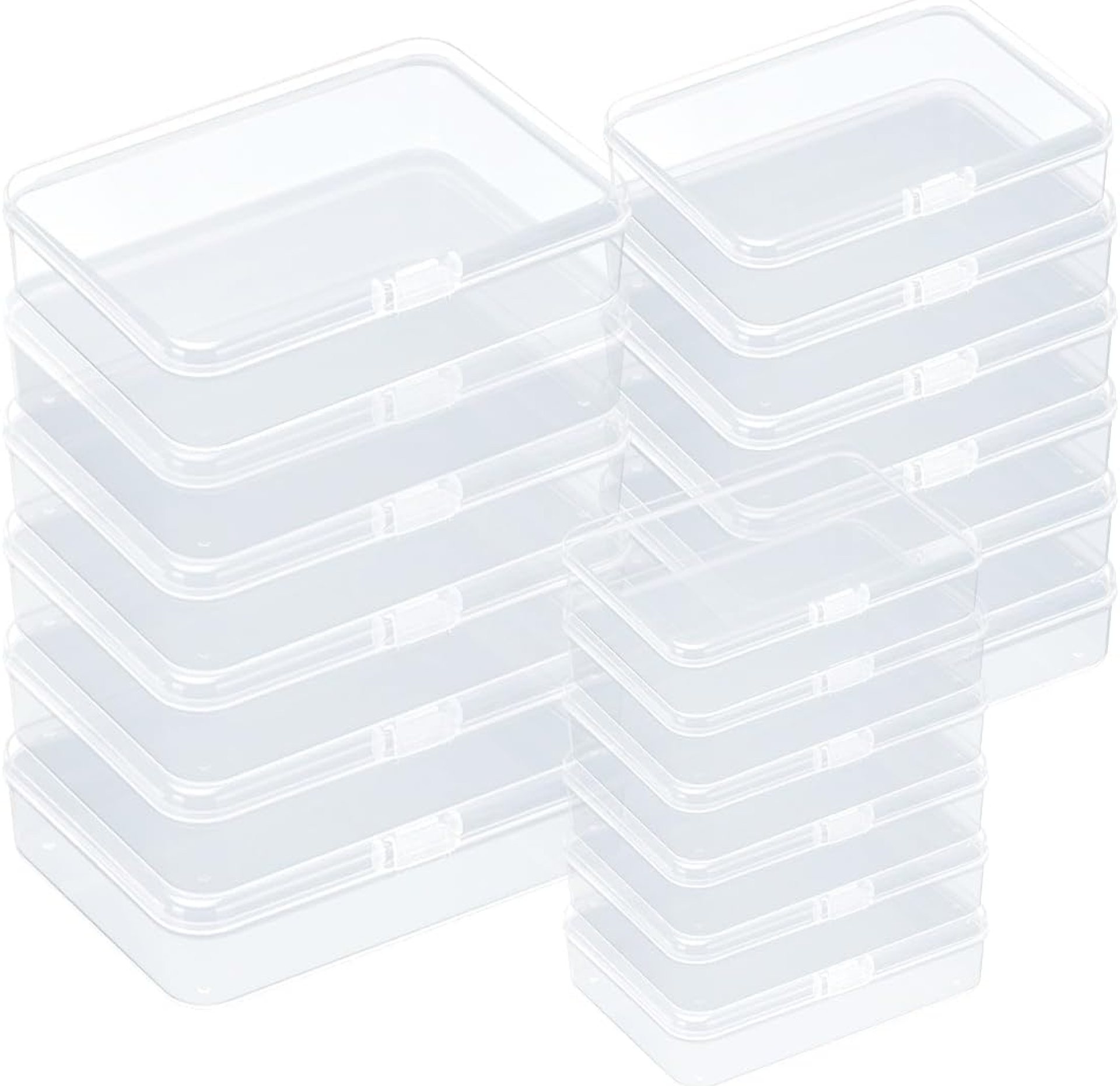 IBEQUEM 18Pcs Mini Storage Containers, Mixed Sizes Small Rectangular Clear Plastic Storage Containers Box with Hinged Lid for Beads, Organizie Tiny Items, Other Craft Projects IBEQUEM 18Pcs Mini Storage Containers, Mixed Sizes Small Rectangular Clear Plastic Storage Containers Box with Hinged Lid for Beads, Organizie Tiny Items, Other Craft Projects