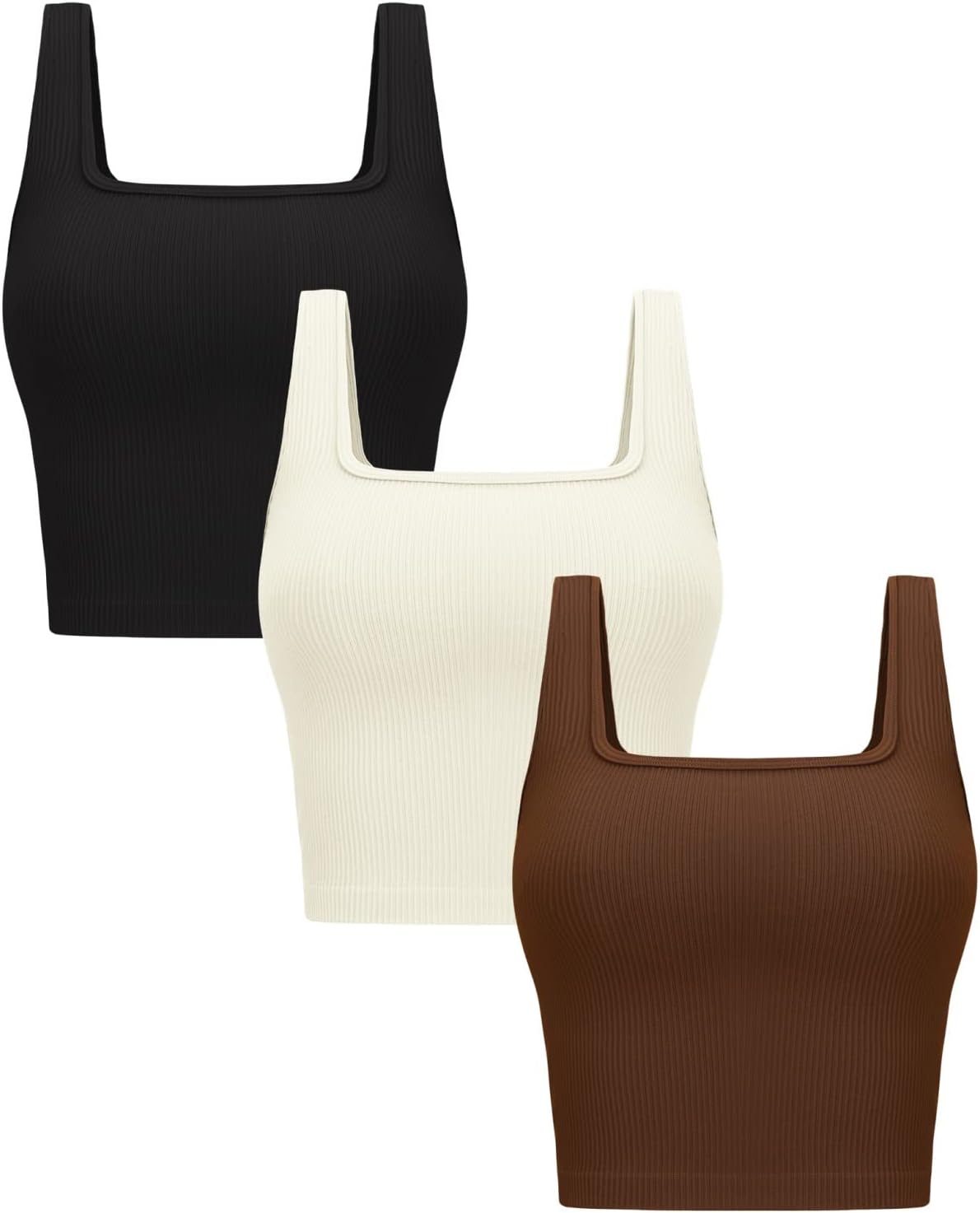 OLCHEE Womens 3 Pack Crop Tank Tops Basic Seamless Ribbed Sleeveless Square Neck Workout Top Summer Exercise Yoga Gym Shirts OLCHEE Womens 3 Pack Crop Tank Tops Basic Seamless Ribbed Sleeveless Square Neck Workout Top Summer Exercise Yoga Gym Shirts
