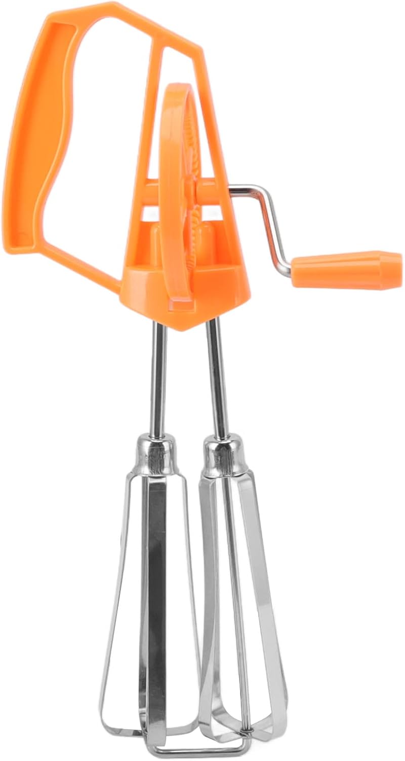 , Classic Hand Crank 18/10 Stainless Steel Churner, Dual Design, Effort Saving Manual Hand Mixer for Home Kitchen Cooking (Orange) , Classic Hand Crank 18/10 Stainless Steel Churner, Dual Design, Effort Saving Manual Hand Mixer for Home Kitchen Cooking (Orange)