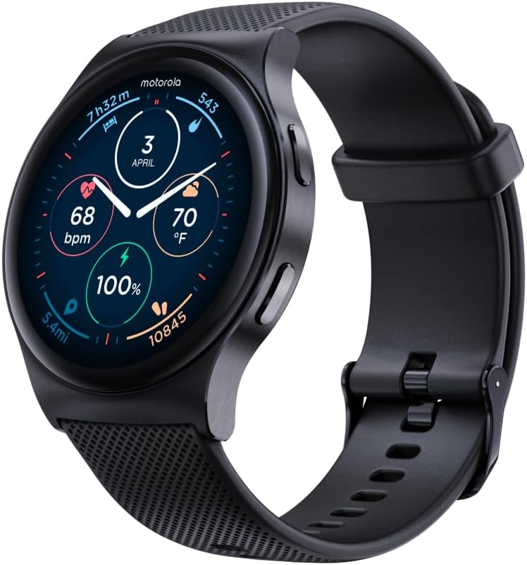 Motorola Moto Watch 120 – Premium Bluetooth Smartwatch with AMOLED Display, 10-Day Battery, Heart Rate & SpO2 Tracking, Fitness & Health Monitoring, Compatible with Android and iPhone – Phantom Black Motorola Moto Watch 120 – Premium Bluetooth Smartwatch with AMOLED Display, 10-Day Battery, Heart Rate & SpO2 Tracking, Fitness & Health Monitoring, Compatible with Android and iPhone – Phantom Black