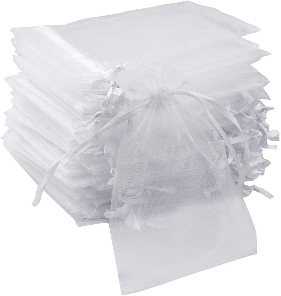 50pcs Organza Bags-Mix Color 3.54”x4.33”(9x11cm) Satin Drawstring Organza Pouch Wedding Party Favor Gift Bag Jewelry Watch Bags (White) 50pcs Organza Bags-Mix Color 3.54”x4.33”(9x11cm) Satin Drawstring Organza Pouch Wedding Party Favor Gift Bag Jewelry Watch Bags (White)