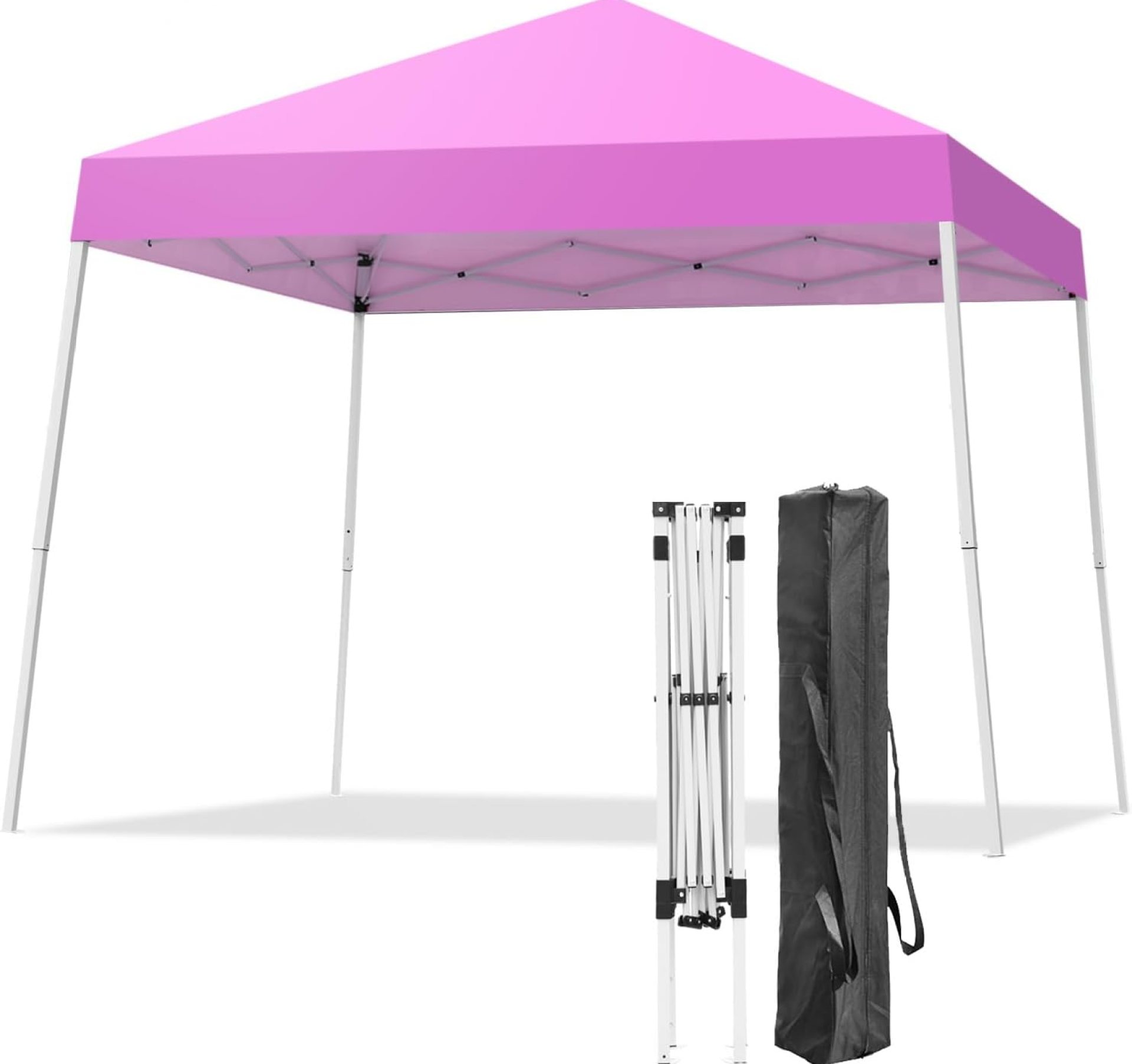Canopy Tent, 10X10 FT Pop Up Canopy Outdoor Instant Tent Slant Legs with Carrying Bag, Portable Gazebo Shelter for Patio Deck Garden and Beach – 8X8 FT Canopy Cover (Pink) Canopy Tent, 10X10 FT Pop Up Canopy Outdoor Instant Tent Slant Legs with Carrying Bag, Portable Gazebo Shelter for Patio Deck Garden and Beach – 8X8 FT Canopy Cover (Pink)