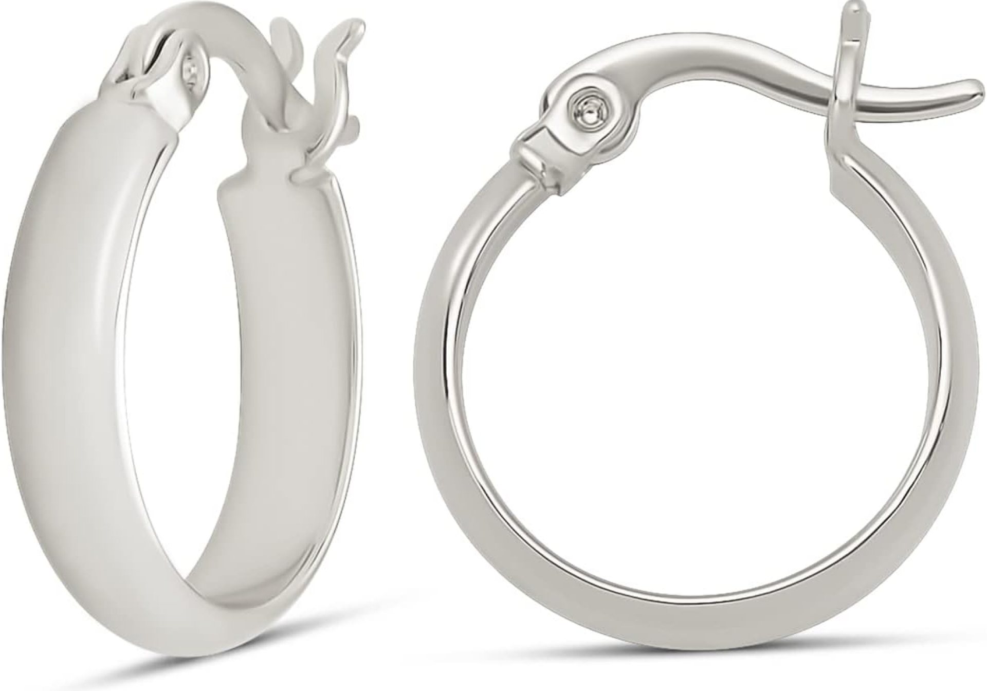 Amazon Essentials 14K Gold or Sterling Silver Plated Polished Dome Hoop Amazon Essentials 14K Gold or Sterling Silver Plated Polished Dome Hoop