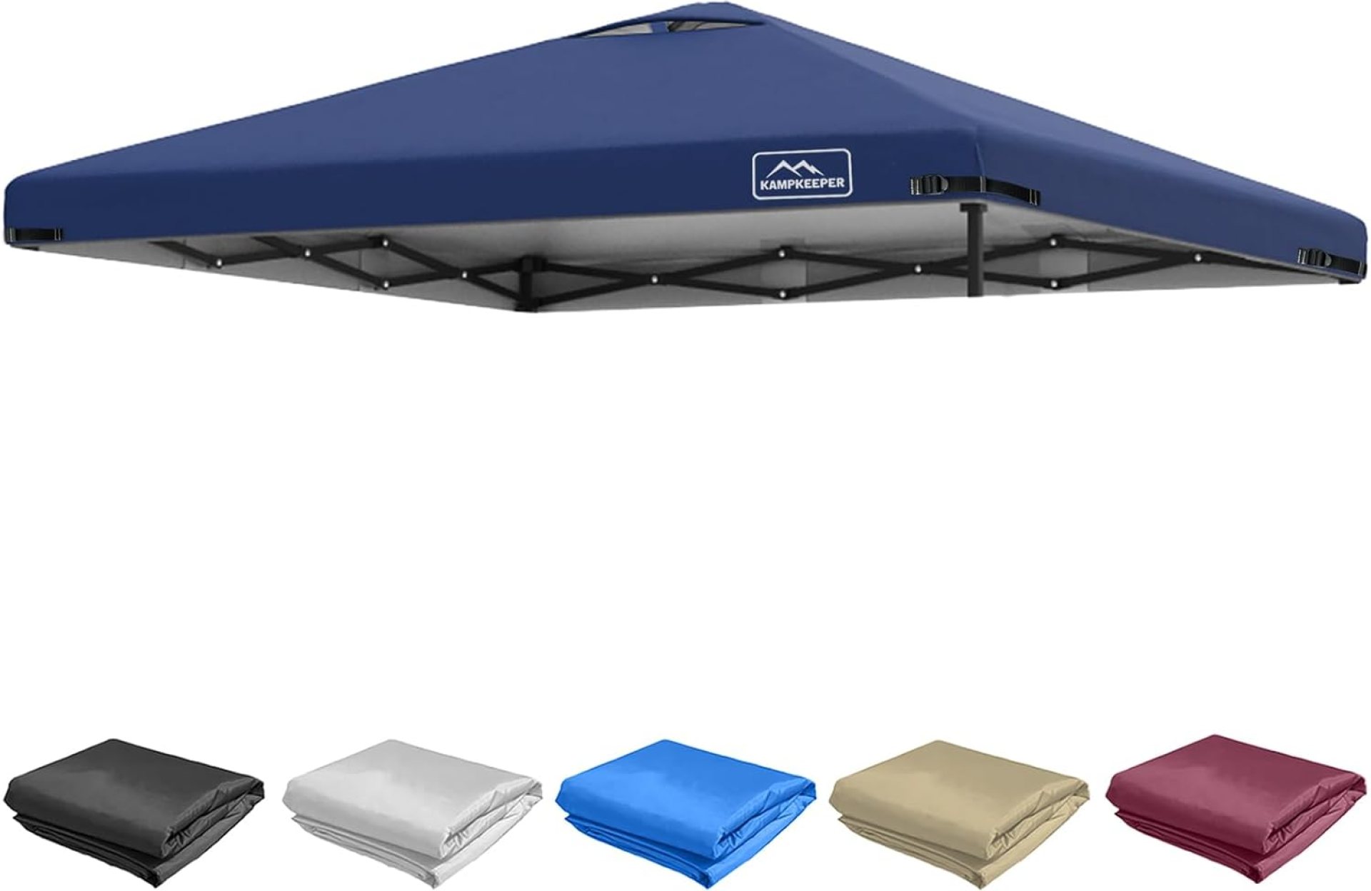 KAMPKEEPER 10×10 Replacement Top Pop Up Canopy Tent Top Cover Roof with Air Vent and Adjustable Elastic Strap, Polyester UV Waterproof for Outdoor Garden Patio Pavilion Sun Shade(Top Only) (Navy Blue) KAMPKEEPER 10×10 Replacement Top Pop Up Canopy Tent Top Cover Roof with Air Vent and Adjustable Elastic Strap, Polyester UV Waterproof for Outdoor Garden Patio Pavilion Sun Shade(Top Only) (Navy Blue)