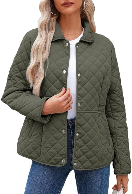 Dokotoo Women’s Winter Quilted Jackets Long Sleeve Button Down Diamond Puffer Jacket Outerwear Coats with Pockets Dokotoo Women’s Winter Quilted Jackets Long Sleeve Button Down Diamond Puffer Jacket Outerwear Coats with Pockets