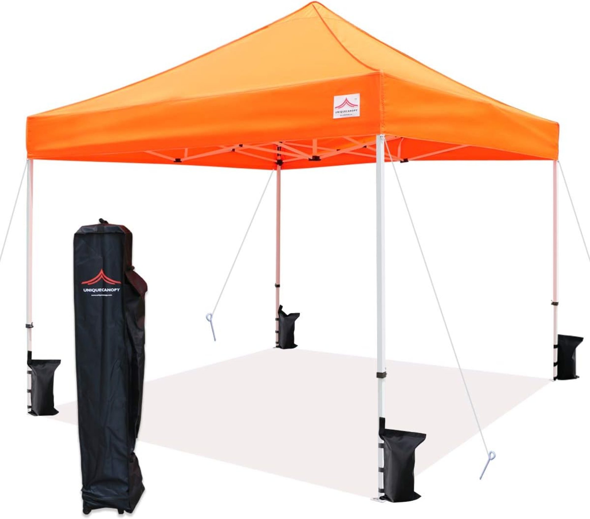 10’x10′ Pop Up Canopy Tent Commercial Instant Shelter with Heavy Duty Roller Bag, 4 Canopy Sand Bags, 10×10 FT Orange 10’x10′ Pop Up Canopy Tent Commercial Instant Shelter with Heavy Duty Roller Bag, 4 Canopy Sand Bags, 10×10 FT Orange