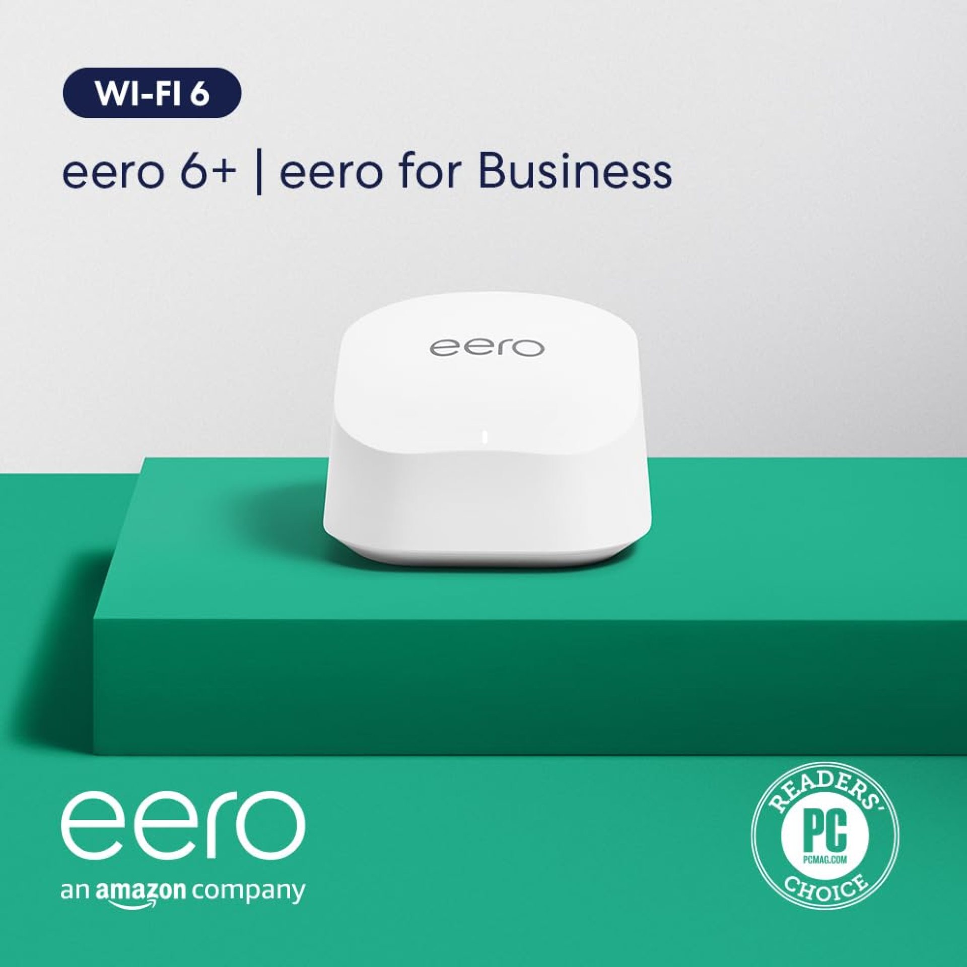 Amazon eero 6+ mesh wifi router with 1 month free eero for Business (auto-renews annually) – Coverage up to 1,500 sq. ft., Connect 75+ devices, 1-pack Amazon eero 6+ mesh wifi router with 1 month free eero for Business (auto-renews annually) – Coverage up to 1,500 sq. ft., Connect 75+ devices, 1-pack