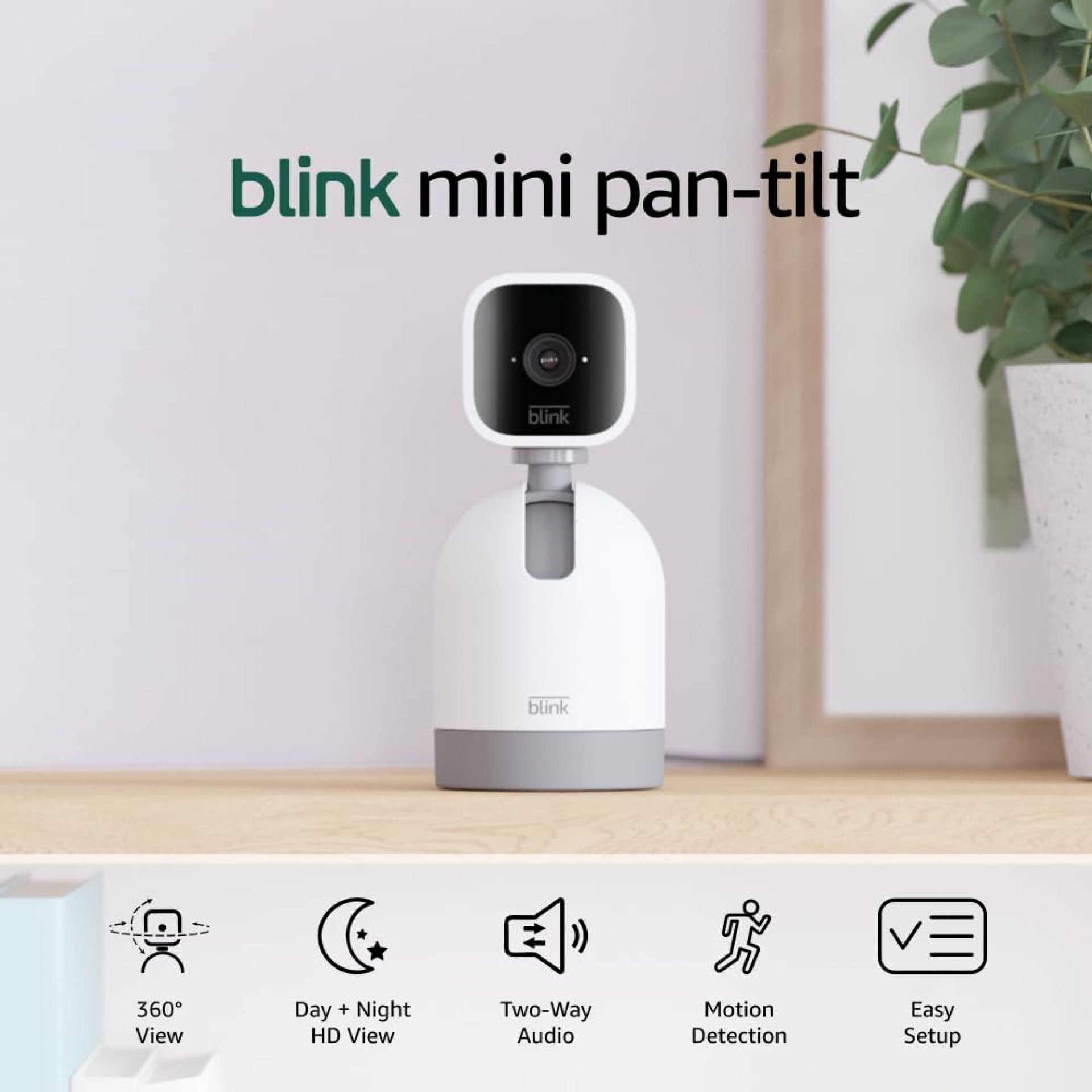 Blink Mini Pan-Tilt Camera (newest model), Rotating indoor plug-in smart security camera, two-way audio, HD video, motion detection, Works with Alexa (White) Blink Mini Pan-Tilt Camera (newest model), Rotating indoor plug-in smart security camera, two-way audio, HD video, motion detection, Works with Alexa (White)