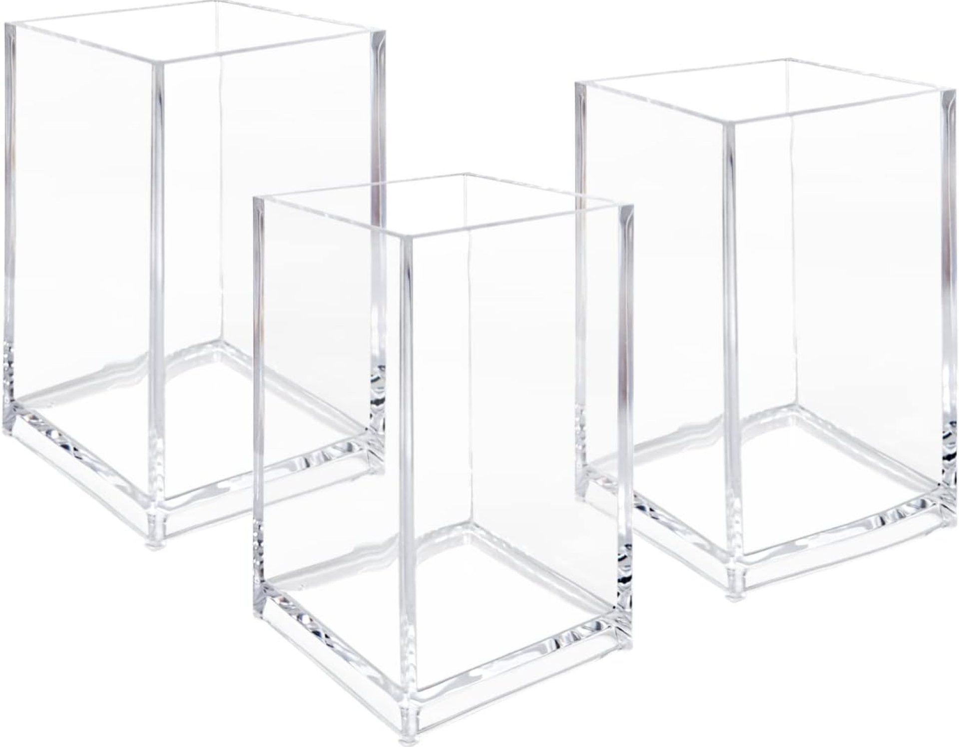 3 Pack Clear Acrylic Cosmetic Pencil Pen Holder Cup, Clear Makeup Brush Holder, Desk Acrylic Brushes Storage 3 Pack Clear Acrylic Cosmetic Pencil Pen Holder Cup, Clear Makeup Brush Holder, Desk Acrylic Brushes Storage