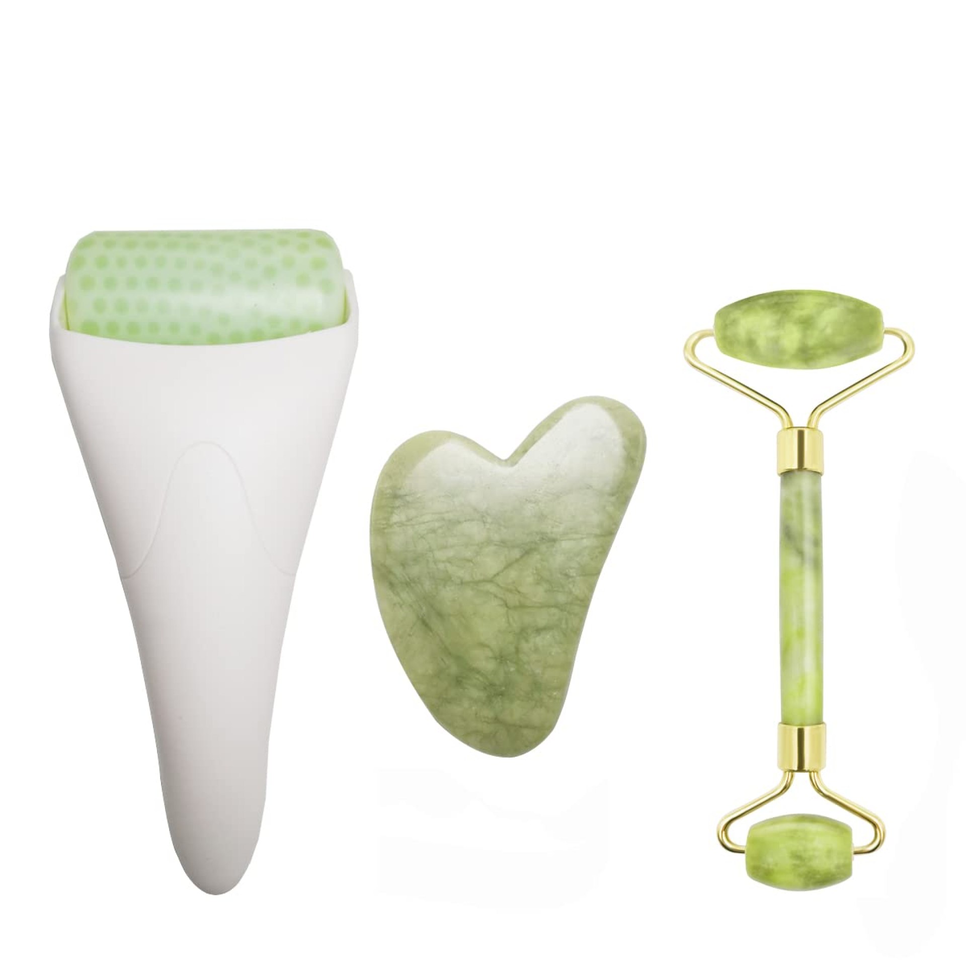 3 in 1 Ficial Face Ice Jade Roller and Gua Sha Tool, Natural Real Jade Anti-Wrinkle Face Eye Neck Massager Tool, Reduce Wrinkles, Puffiness, Migraine, Redness, Pain and Injury 3 in 1 Ficial Face Ice Jade Roller and Gua Sha Tool, Natural Real Jade Anti-Wrinkle Face Eye Neck Massager Tool, Reduce Wrinkles, Puffiness, Migraine, Redness, Pain and Injury