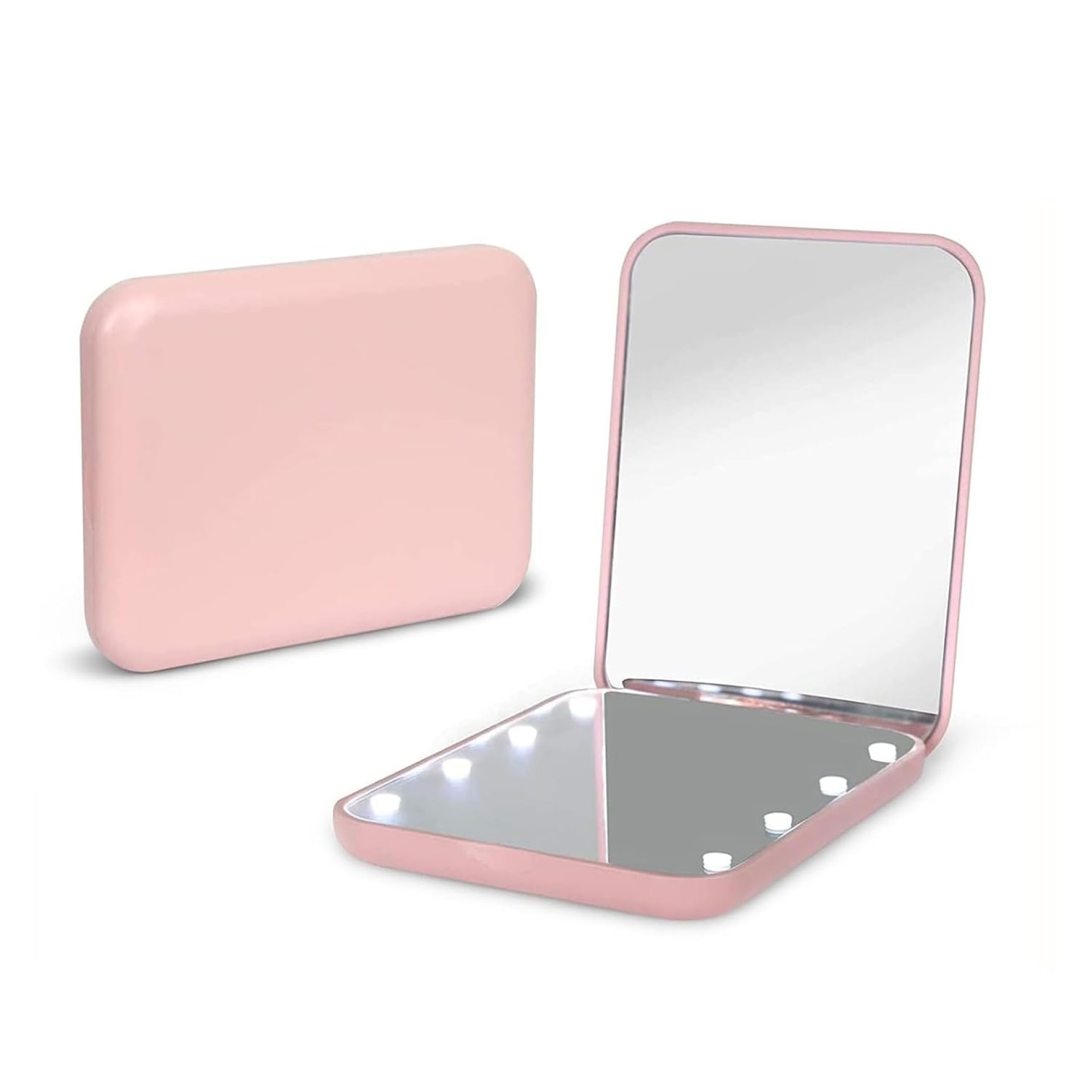 Kintion Pocket Mirror, 1X/3X Magnification LED Compact Travel Makeup Mirror with Light for Purse, 2-Sided, Portable, Folding, Handheld, Small Lighted Mirror for Gift, Pink Kintion Pocket Mirror, 1X/3X Magnification LED Compact Travel Makeup Mirror with Light for Purse, 2-Sided, Portable, Folding, Handheld, Small Lighted Mirror for Gift, Pink