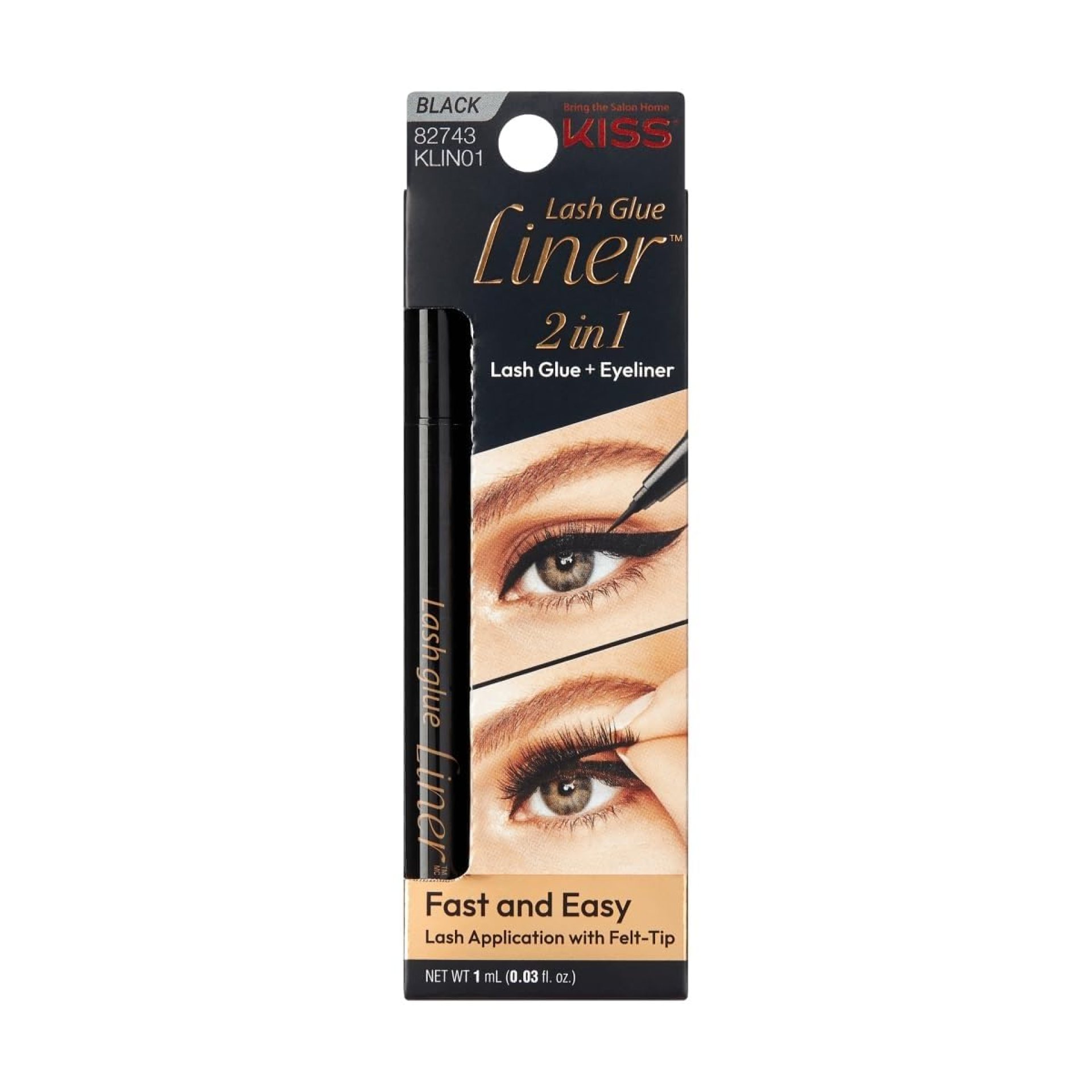 KISS Lash GLUEliner, 2-in-1 Felt-Tip Eyelash Adhesive and Eyeliner, Matte Finish, Foolproof Application, Easy Touch-Up, 0.03 Fl Oz.- Black, Packaging May Vary KISS Lash GLUEliner, 2-in-1 Felt-Tip Eyelash Adhesive and Eyeliner, Matte Finish, Foolproof Application, Easy Touch-Up, 0.03 Fl Oz.- Black, Packaging May Vary