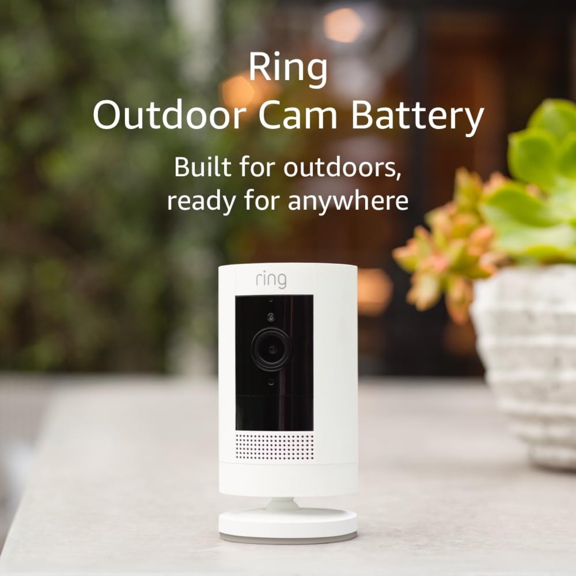 Ring Outdoor Cam (Stick Up Cam) | Weather-Resistant Outdoor Camera, Live View, Color Night Vision, Two-Way Talk, Motion alerts, Works with Alexa | White Ring Outdoor Cam (Stick Up Cam) | Weather-Resistant Outdoor Camera, Live View, Color Night Vision, Two-Way Talk, Motion alerts, Works with Alexa | White